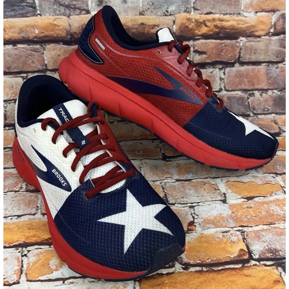 Brooks Trace 2 Run Texas Star Shoes Womens 9.5B Red White Blue USA Patriotic